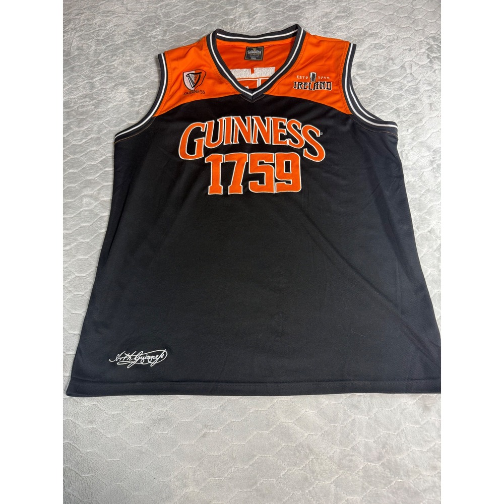 Guinness Beer Jersey Ireland 1759 Basketball Shirt Black Orange Mens XXL